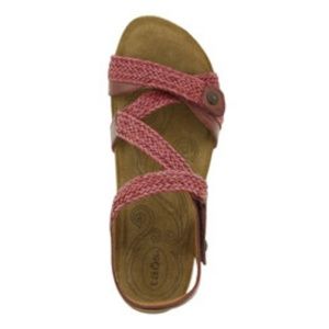 Red Trulie taos sandals